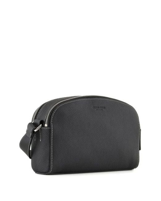 Giorgio Armani Black Topstitch Zip Shoulder Bag for men