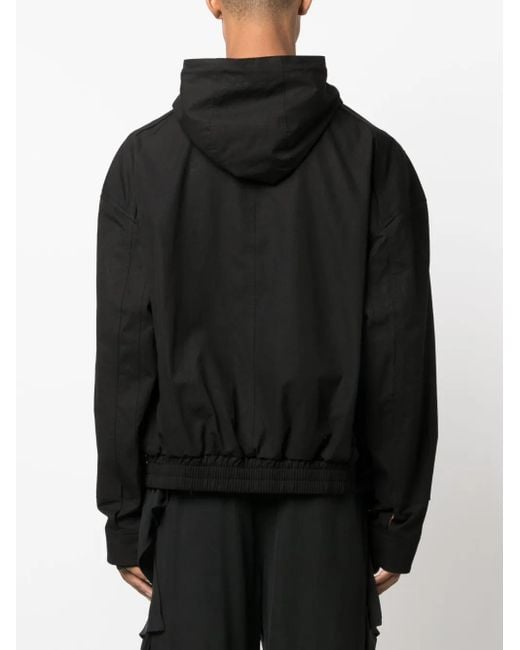 Juun.J Black Drawstring Hooded Jacket for men
