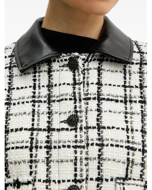 Morgan Blue Checked-Pattern Buttoned Jacket