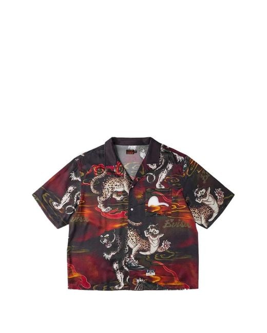 Evisu Red Leopard-Print Shirt for men