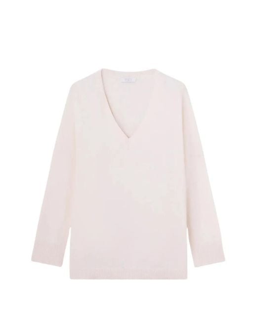 Fedeli White Andy V-Neck Ribbed Sweater
