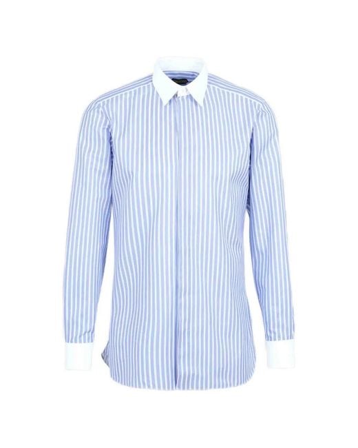 Tom Ford Blue Striped Button Shirt for men