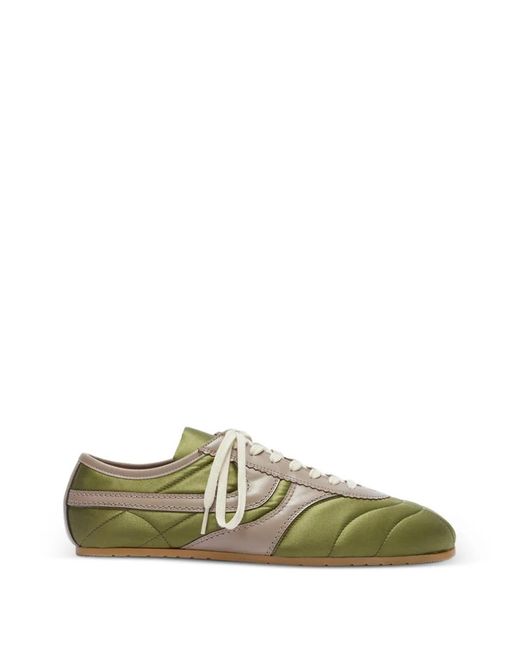 Dries Van Noten Green Quilted Satin Sneakers for men