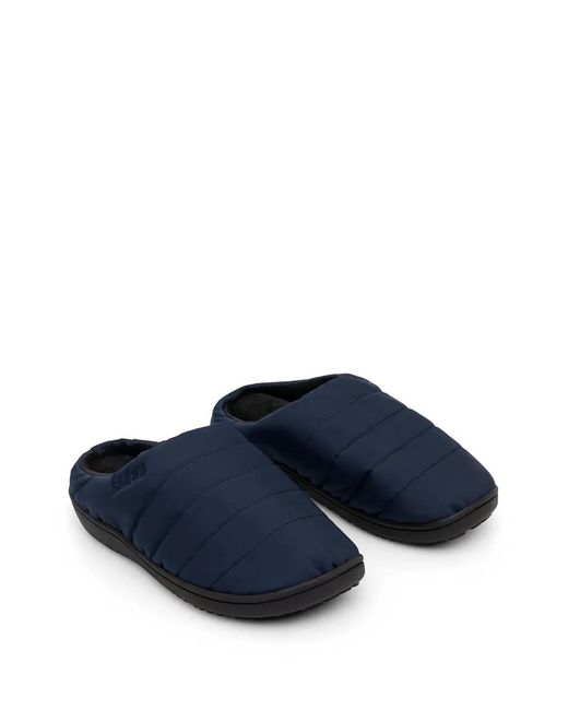 SUBU Blue Nannen F-Line Quilted Logo-Detail Slippers