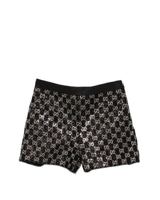 Gucci Black Gg-Pattern Shorts