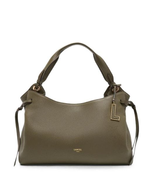 Lancel Metallic Swann Grained Leather Tote Bag