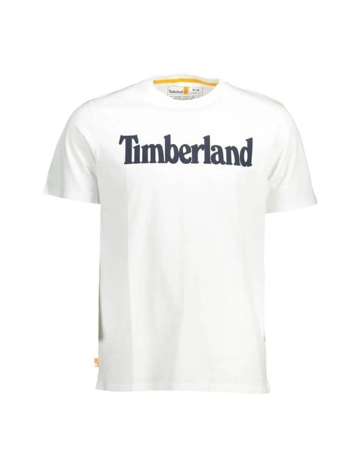 Timberland White Logo-Print Cotton T-Shirt for men