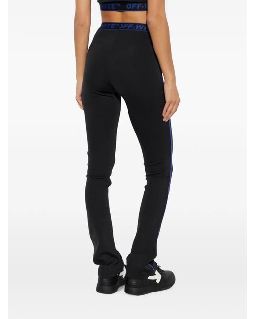 Off-White c/o Virgil Abloh Black Logo-Waistband Flared-Leg Trousers