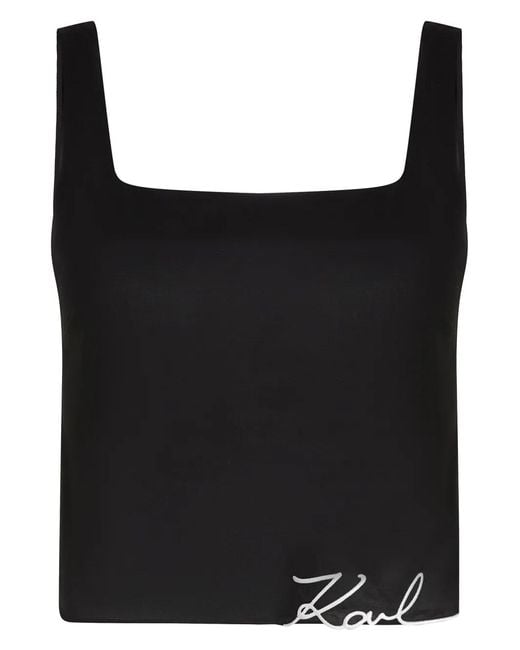 Karl Lagerfeld Black K/Signature Cropped Top