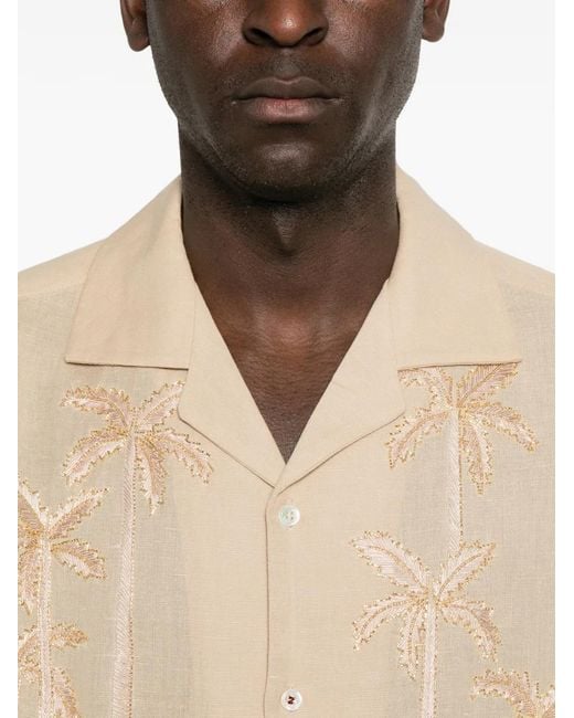 BAZISZT Natural Palm Groove Camp-Collar Shirt for men