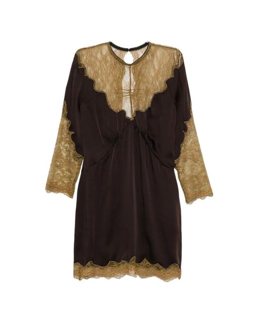The Attico Black Lace-Trim Mini Dress
