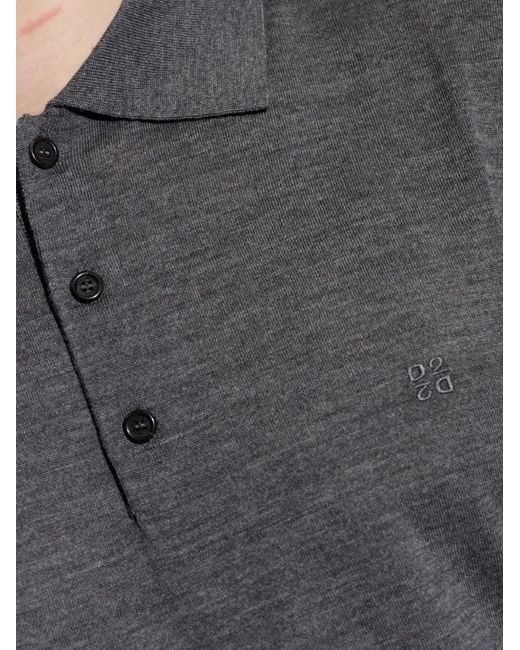DSquared² Gray Upside Down D2 Short-Sleeve Polo Shirt for men