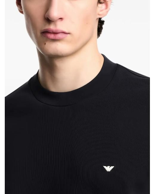 Emporio Armani Blue Embroidered Long-Sleeve Sweatshirt for men