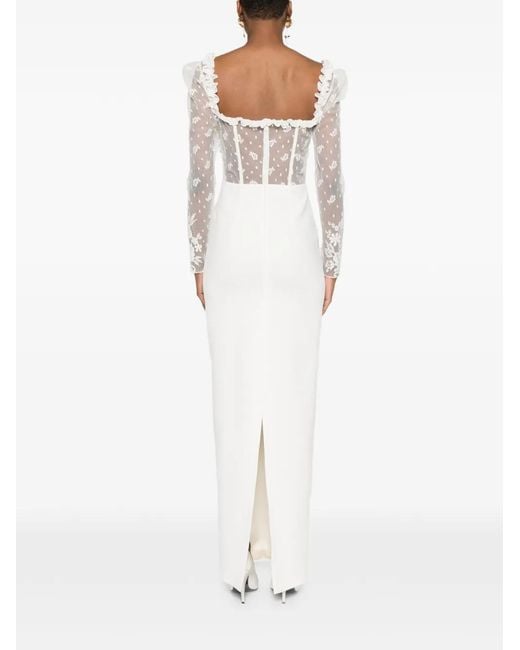 Alessandra Rich White Lace Bow Maxi Dress