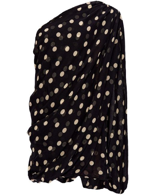 Robe courte en soie à pois Stella McCartney en coloris Black