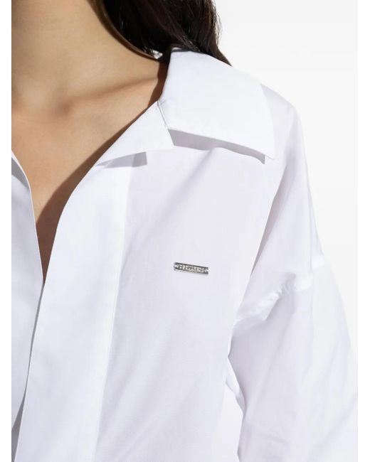 DSquared² White Wingtip-Collar Mini Dress