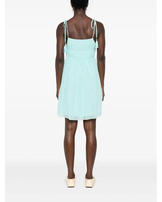 Patrizia Pepe Blue Plissé Crepe Mini Dress