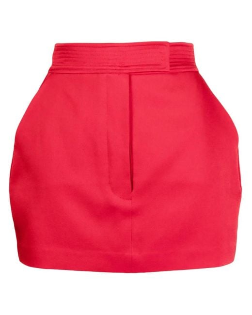 Alex Perry Red High-Waisted Satin-Finish Skirt