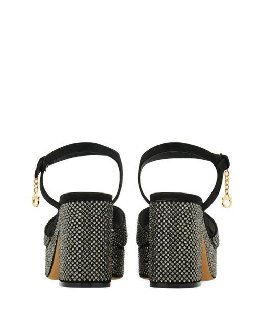 Ferragamo Black 85Mm Crystal-Embellished Sandals