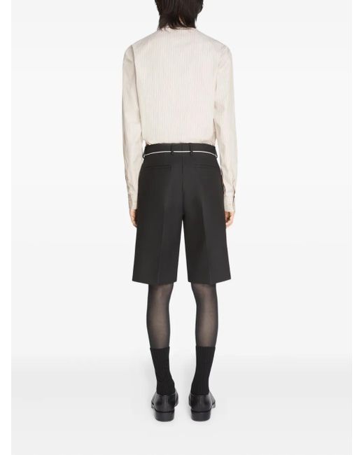 Dries Van Noten Black Tailored Wool Shorts for men