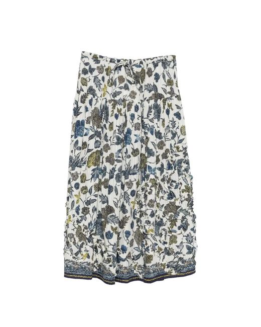 Ulla Johnson White Alexandra Floral-Print Ruffled Midi Skirts