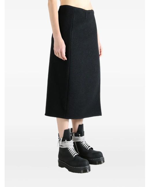 Rier Black Wool Midi Skirt