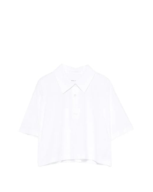 Liviana Conti White Polo Crop À Boutonnière