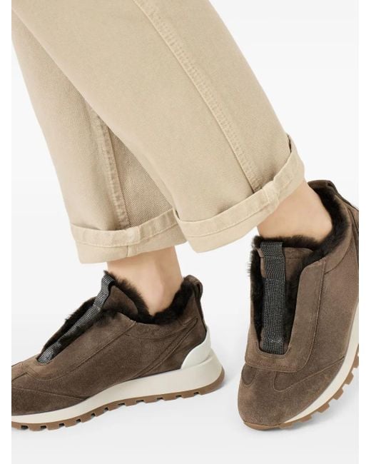 Brunello Cucinelli Brown Monili-Detail Sneakers