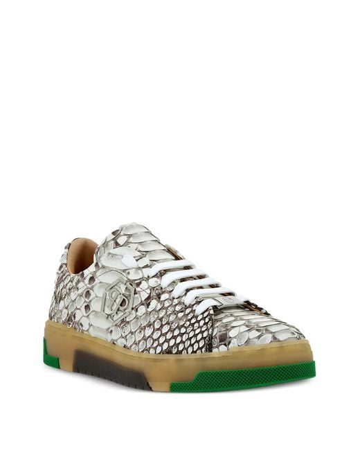Philipp Plein Green Real Python Low Top Sneakers