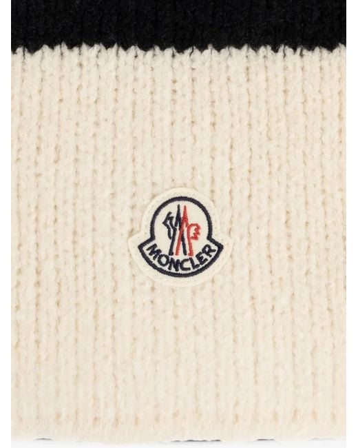 Moncler Black Striped Logo-Patch Scarf for men