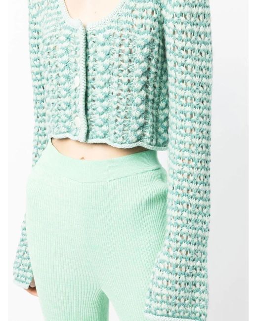 Marco Rambaldi Green Chunky-Knit Button-Down Cardigan