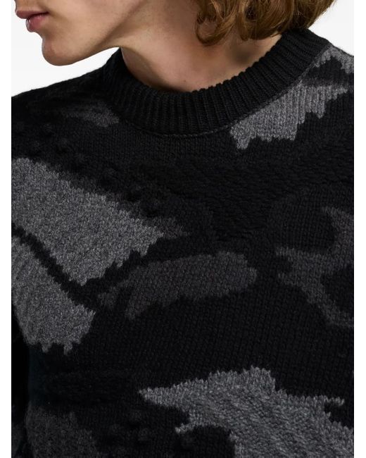 Barrie Black Patterned-Intarsia Sweater for men
