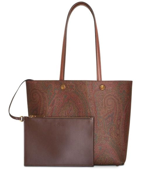 Etro Brown Medium Essential Shopping Bag With Clutch