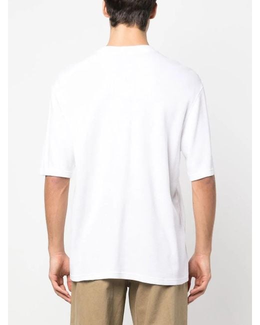 Objects IV Life White Logo-Print Waffle-Knit T-Shirt for men