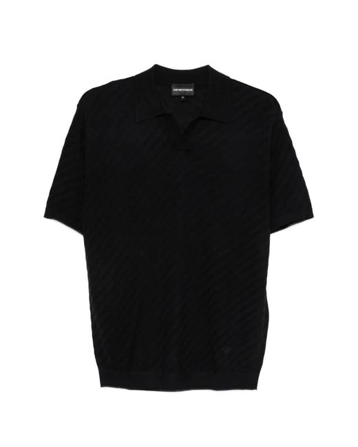 Emporio Armani Black Jacquard Polo for men