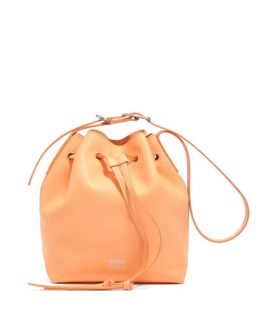 Bimba Y Lola Orange Large Drawstring Bucket Bag