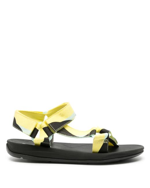 Camper Black Graphic-Print Touch-Strap-Fastening Sandals for men