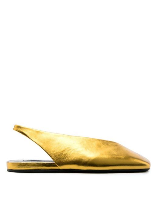 afstemning kæmpe stor gå i stå Jil Sander Square-toe Metallic Ballerina Shoes in Yellow | Lyst