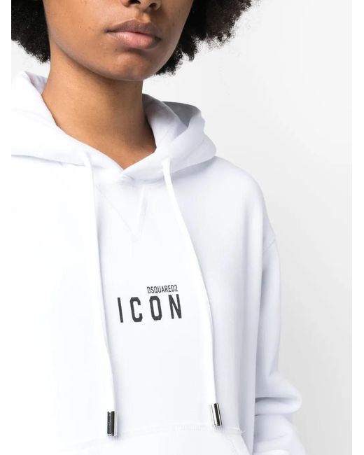 DSquared² White Logo-Print Cotton-Jersey Hoodie