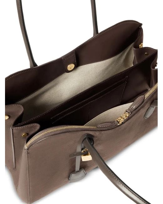 Stella McCartney Brown Padlock-Detail Suede-Effect Tote Bag