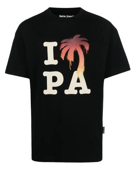 Palm Angels T-Shirt mit Rundhalsausschnitt und Aufdruck in Black für Herren