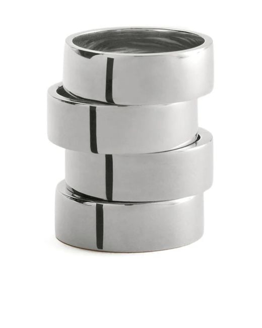 MM6 by Maison Martin Margiela Gray Number-Engraved Stacked Rings