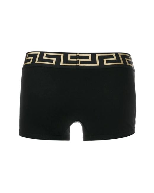 Versace Black Greca Border Low Rise Boxer Trunks for men