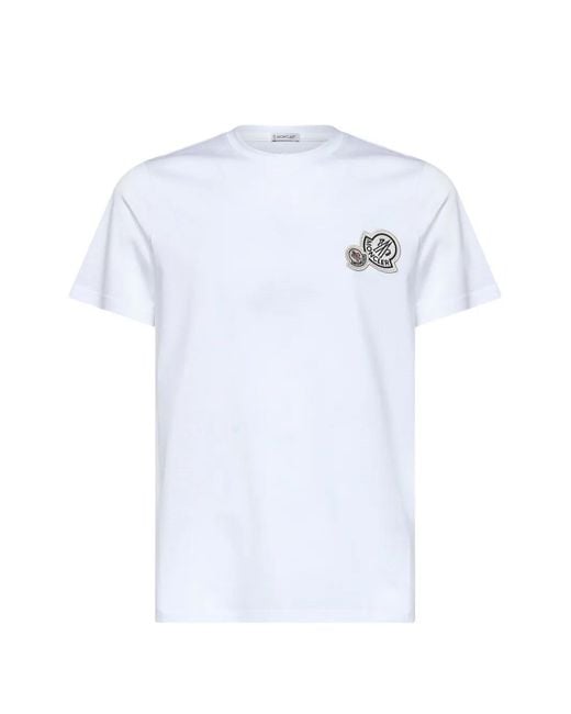 Moncler White Logo-Patch T-Shirt for men