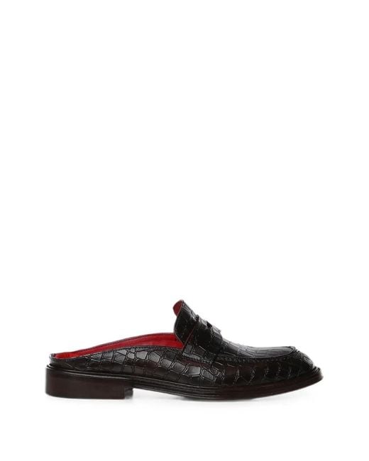 Giuliano Galiano White Crocodile-Effect Mules for men