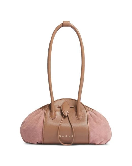 Marni Pink Leather And Suede Tulipea Shoulder Bag