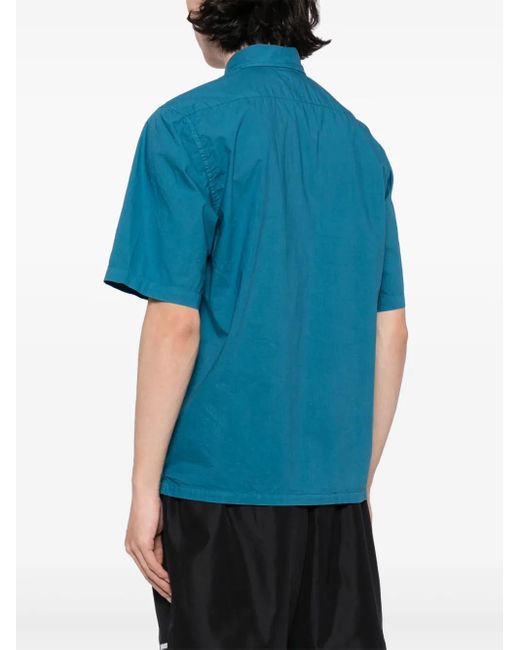 C P Company Blue Logo-Embroidered Cotton Skirt for men