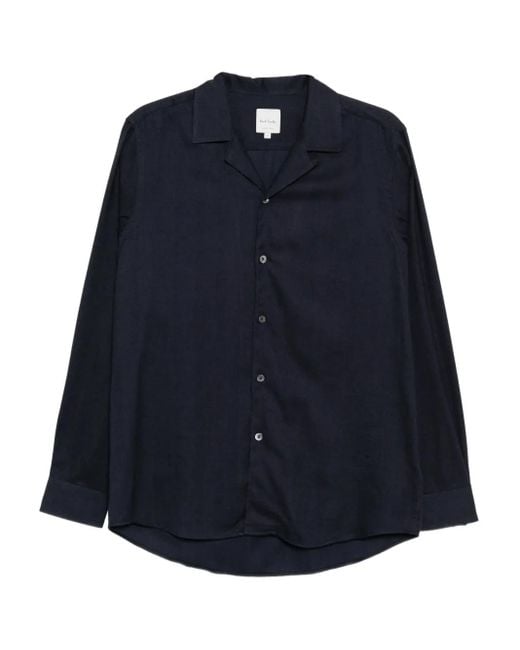 Paul Smith Blue Camp-Collar Shirt for men