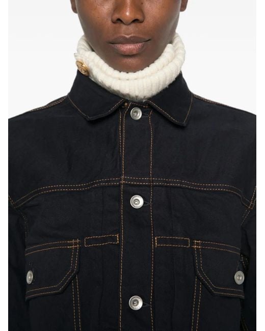 Sacai Black Layered-Design Raw-Cut Jacket