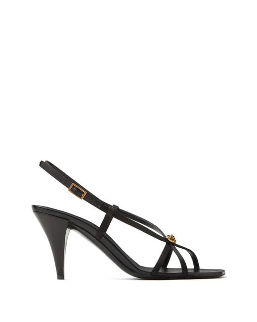 Versace Black Minimalist Silk And Nylon Sandals With Emblem